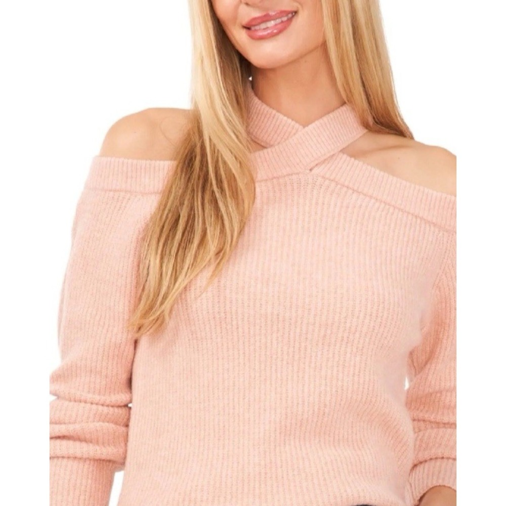Sam and Jess  Cold Shoulder Knit Pullover Sweater Misty Pink Women's Extra Small